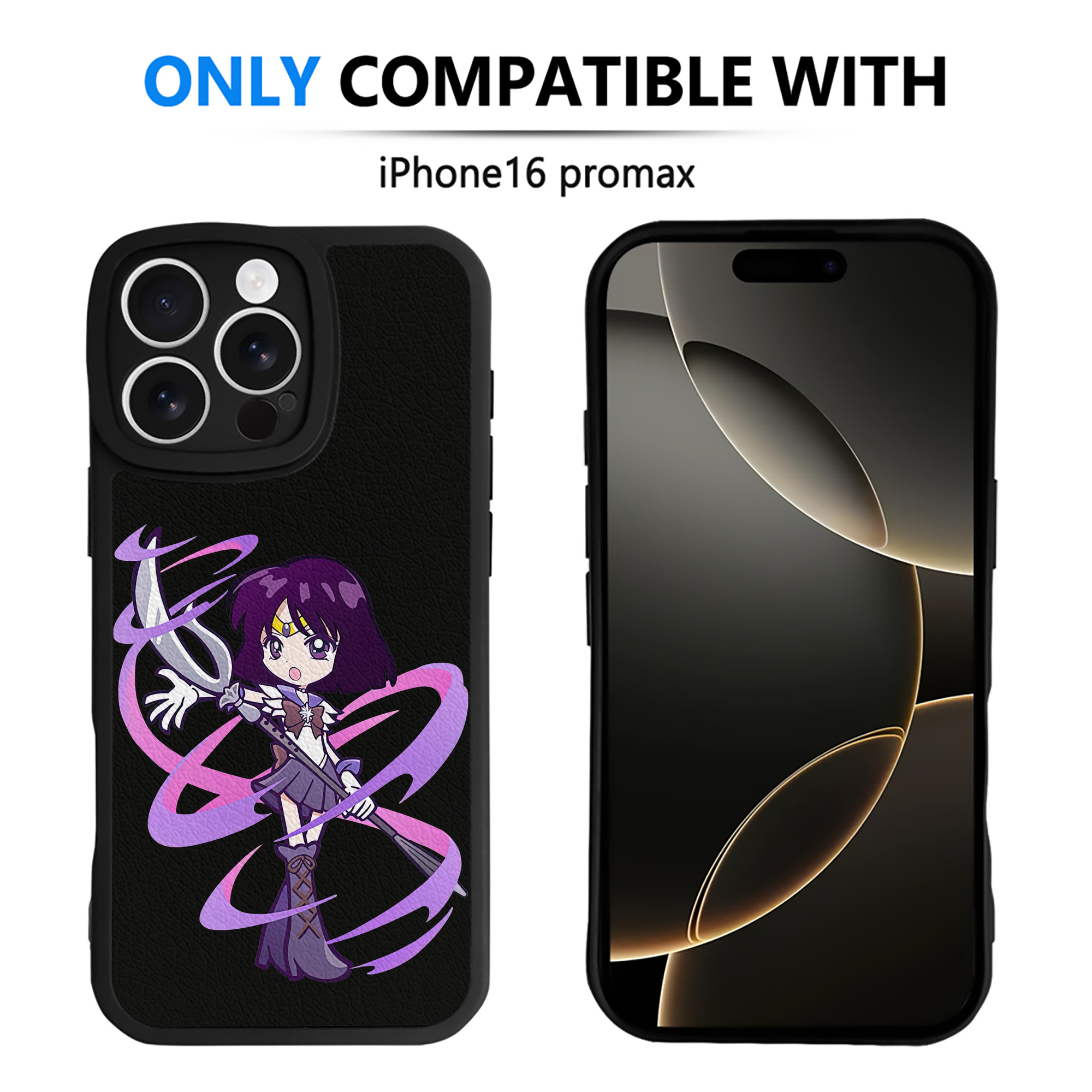 （画像用） 美少女戦士セーラームーン 土萠ほたる Sailor Moon Tomoe Hotaru （セーラーサターン；Sailor Saturn） 【iPhone 16シリーズ対応】シリコンスマホケース（レザー調） 材質：シリコン